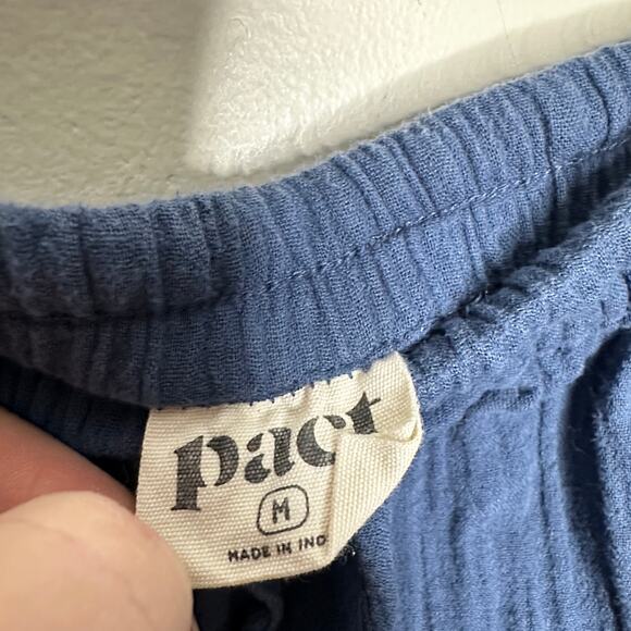 PACT Organic Cotton Coastal Double Gauze Tiered Maxi Skirt Navy Blue Sz M {A4} - Picture 4 of 6